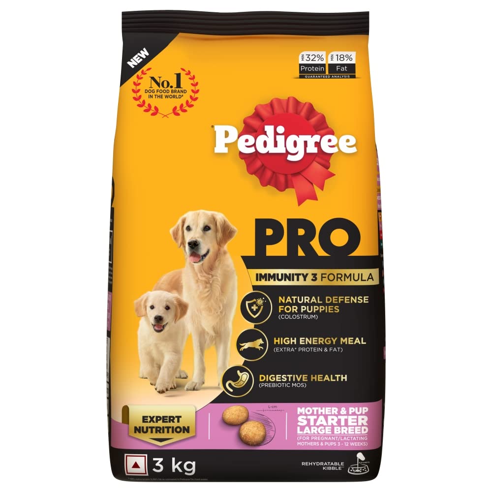 Pedigree PRO Mother & Pup Starter Large Breed, Dry Dog Food, Expert Nutrition for Pregnant/Lactating Mothers & Pups (3-12 Weeks), 3 kg