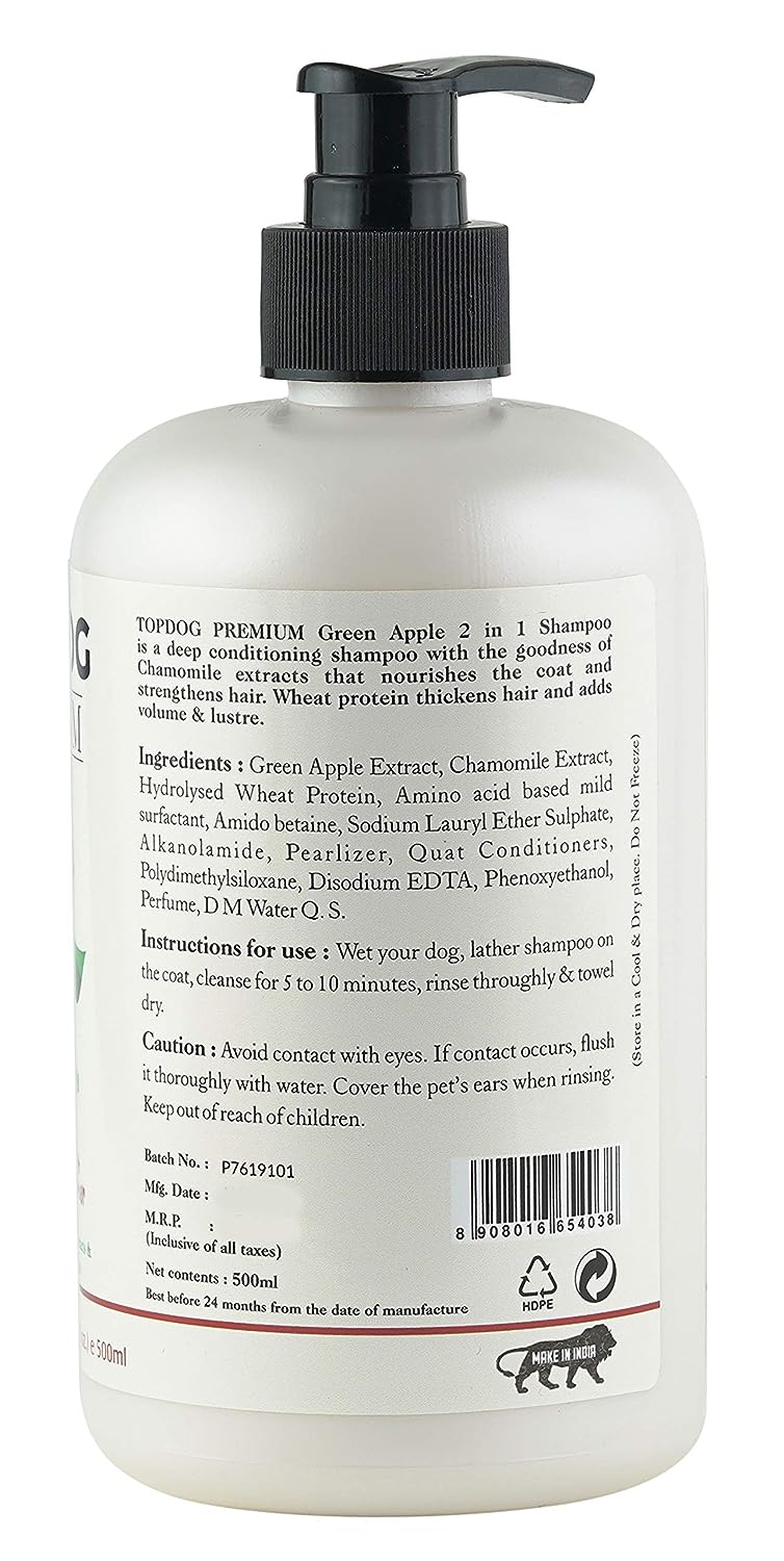 TopDog Premium 2 in 1 Conditioning Shampoo- Green Apple