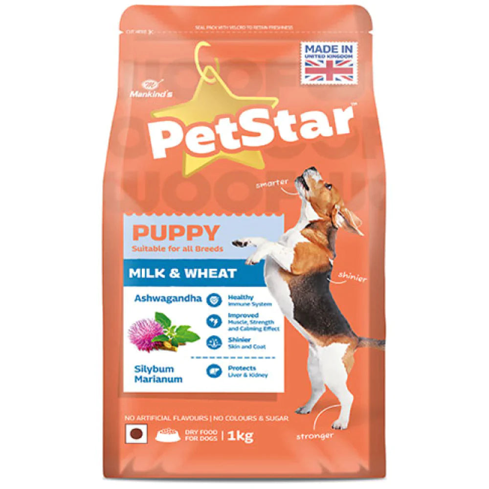 Petstar Milk and Wheat Puppy Dog Dry Food 1kg