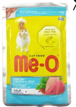 Me O Tuna & Chicken In Jelly Adult Cat Wet Food Pack of 12x80g