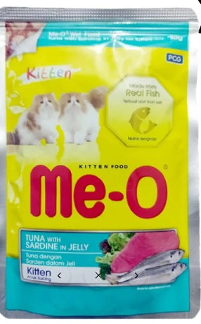 Me O Tuna & Sardine in Jelly Kitten Wet Food pack of 80g X 12