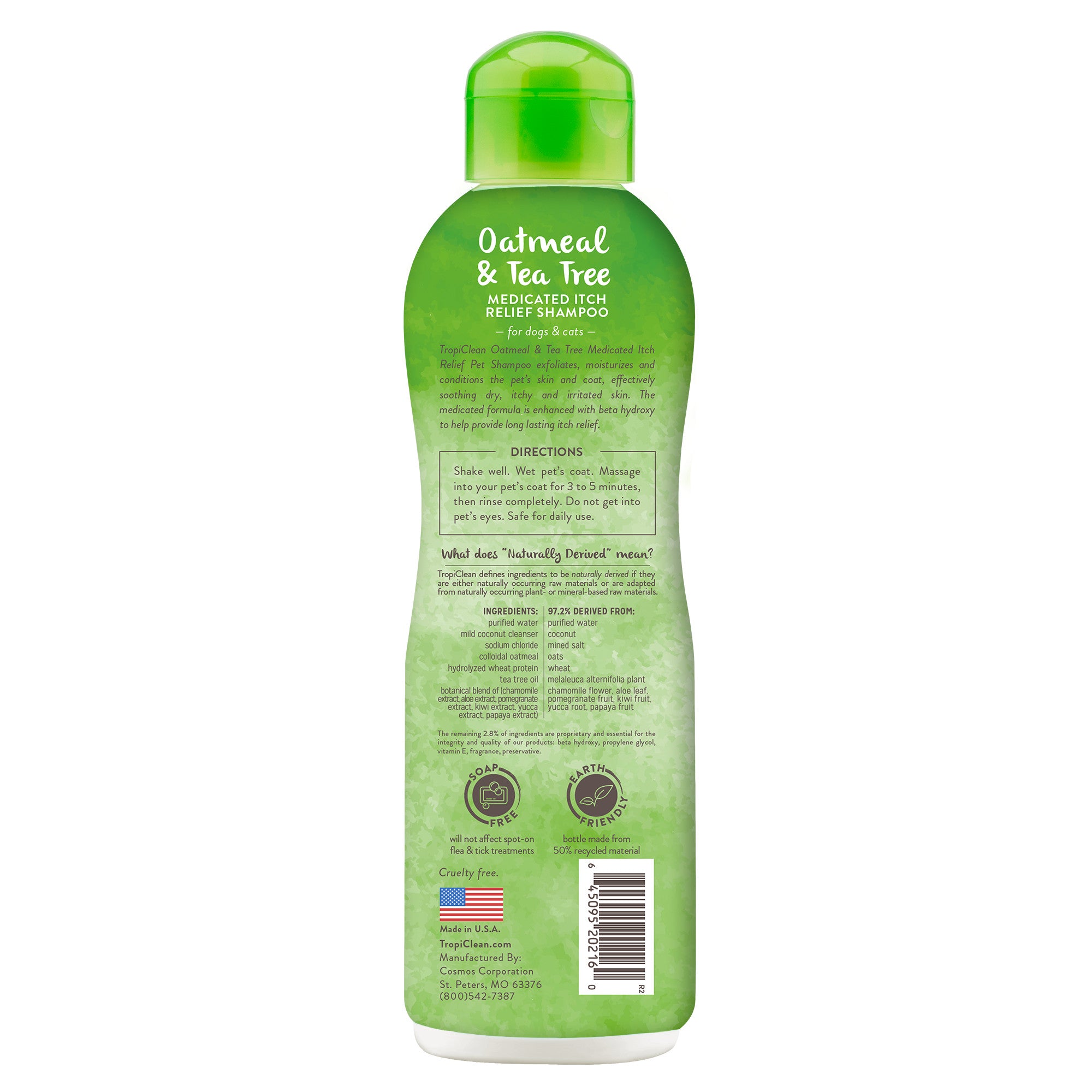 Tropiclean Medicated Itch Relief (Oat & Tea Tree) Pet Shampoo