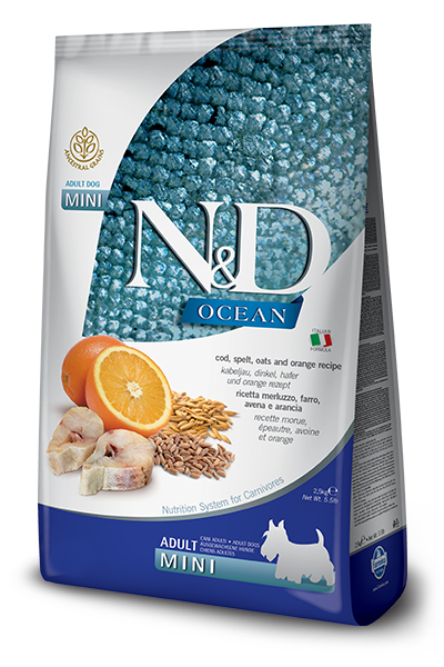 FARMINA N&D Ocean Dry Dog Food, Grain-Free, Adult Mini Breed