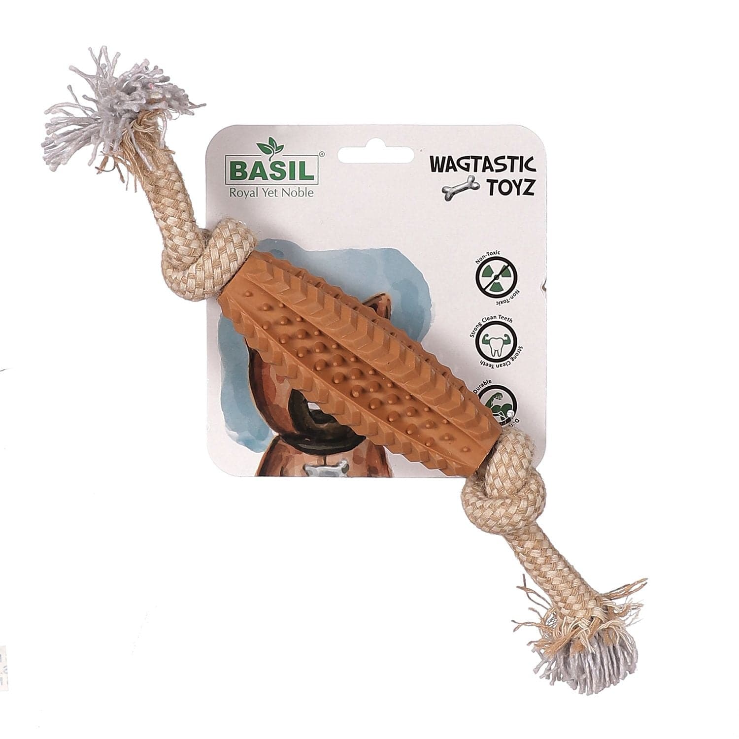 Basil Jute Rope With Spike TPR Chew Dog Toy