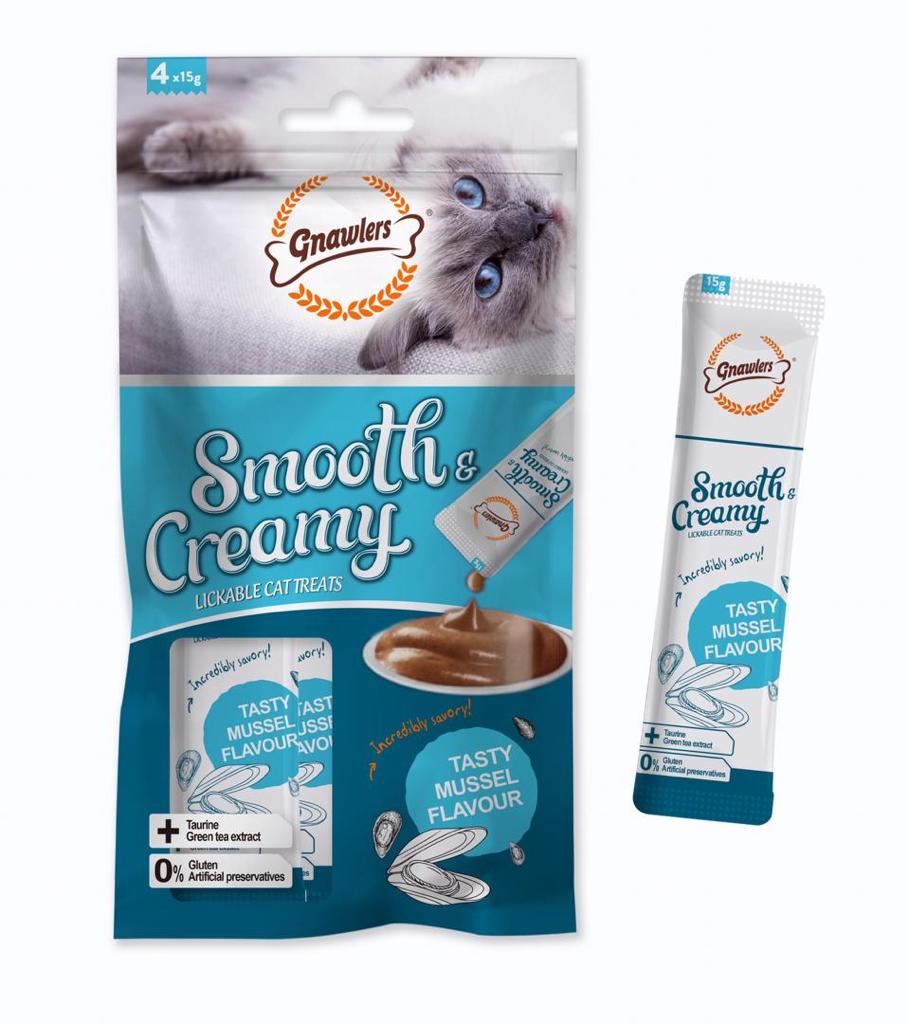 Gnawlers Smooth Creamy Treat with Mussels – Wet Treat – Adult Cat Treat - Petzzing