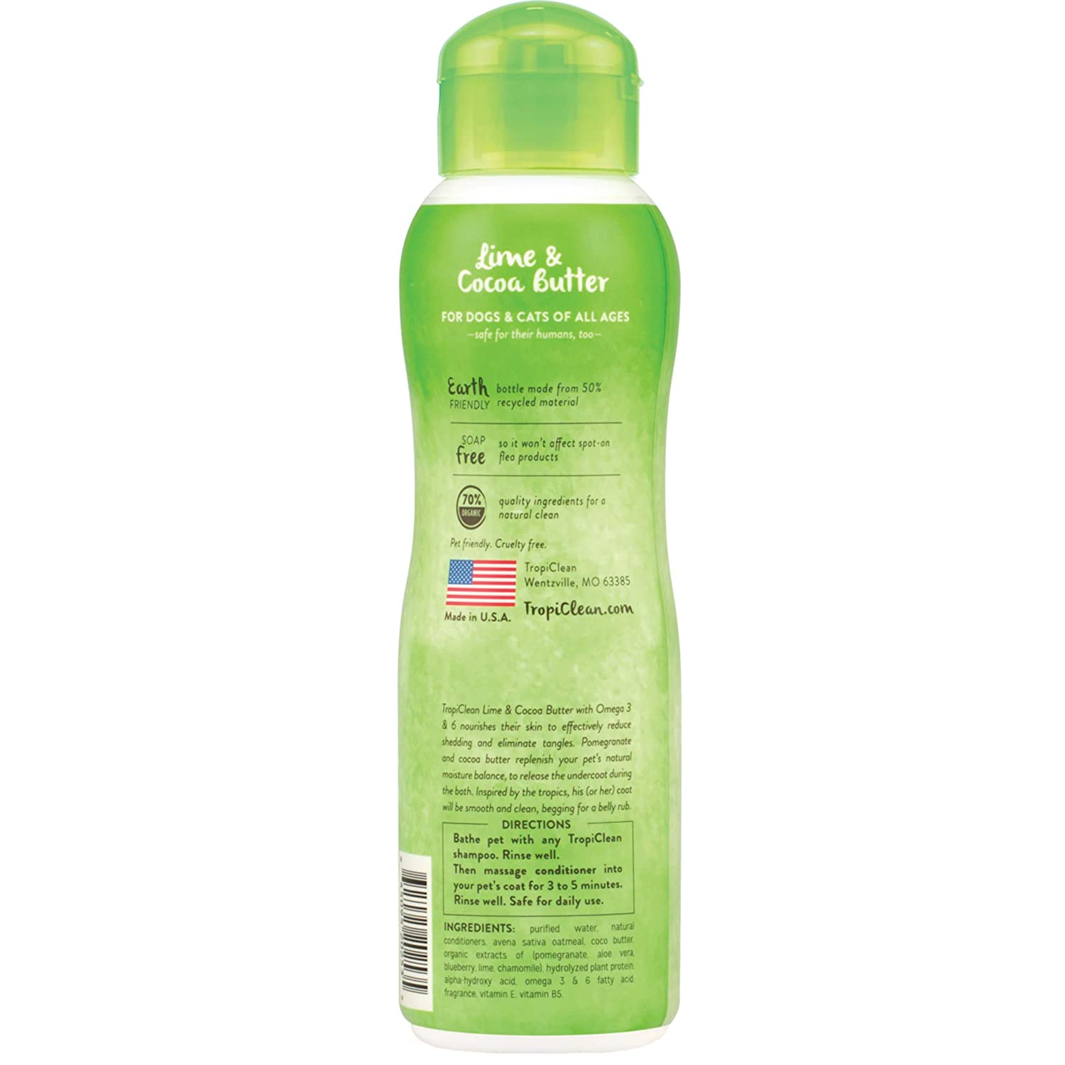 Tropiclean Shed Control (Lime & Cocoa Butter) Pet Conditioner - Petzzing