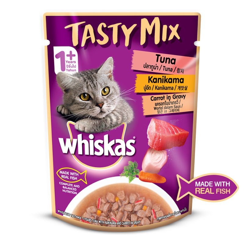 Whiskas Tasty Mix Tuna Kanikama Carrot in Gravy 70g - Petzzing